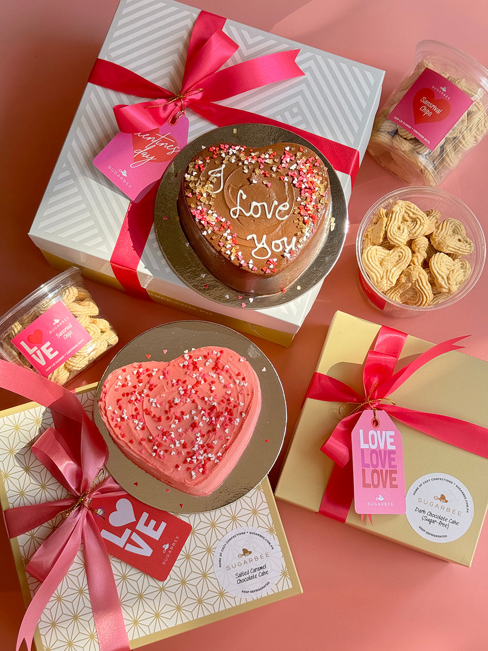 LOVE Chocolate Heart Cake with Custom Message (2-Layer Cake, 6" Heart)