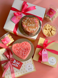 LOVE Chocolate Heart Cake with Custom Message (2-Layer Cake, 6" Heart)