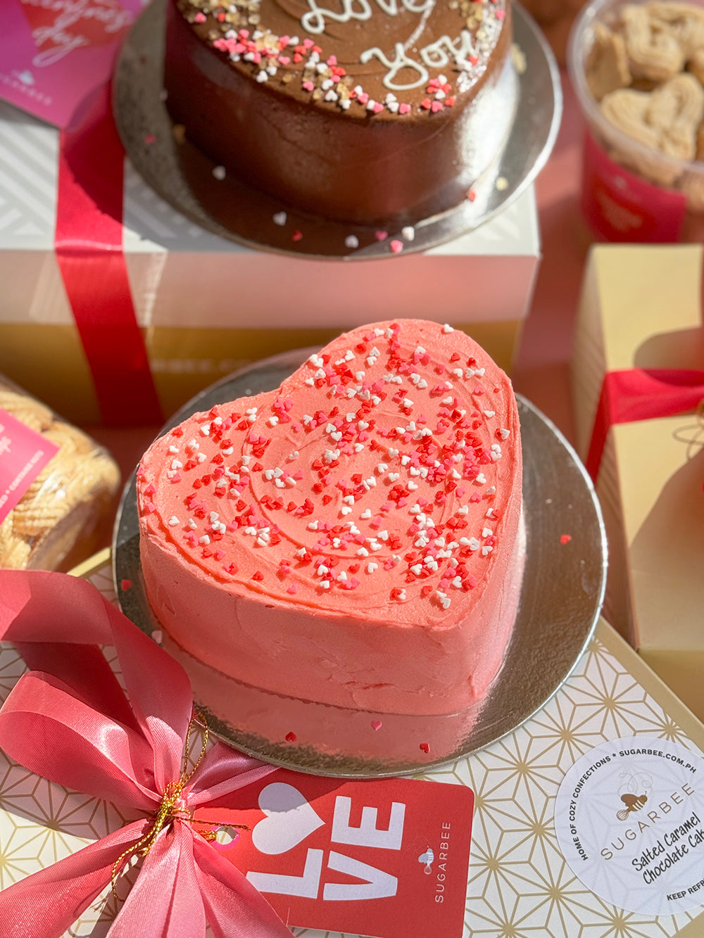 LOVE Chocolate Heart Cake with Custom Message (2-Layer Cake, 6" Heart)