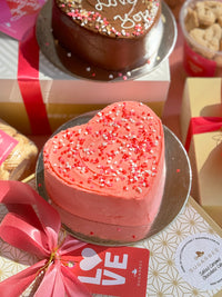 LOVE Chocolate Heart Cake with Custom Message (2-Layer Cake, 6" Heart)