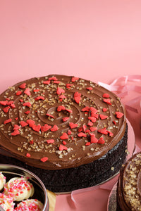 LOVE Chocolate Cake with Heart Sprinkles (8" Round)
