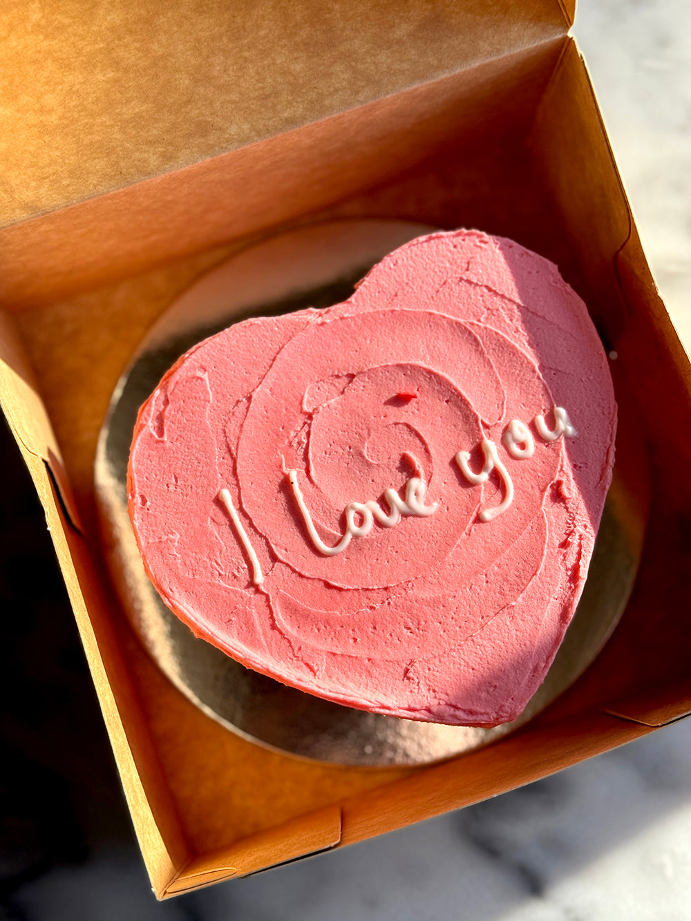 LOVE Chocolate Heart Cake with Custom Message (2-Layer Cake, 6" Heart)