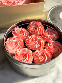 LOVE Mini Cupcakes with Pink Vanilla Frosting (Chocolate or Red Velvet, Mini Can of 8 or Box of 30)