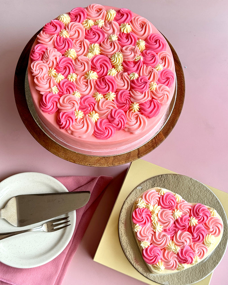 Red Velvet Bloom (2-Layer Cake, 6" Heart or 9" Round)