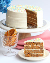 Celebration Cake with Sprinkles: Salted Caramel Chocolate, Red Velvet or Carrot (4-Layer Cake, 8" Round)