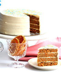 Celebration Cake with Sprinkles: Salted Caramel Chocolate, Red Velvet or Carrot (4-Layer Cake, 8" Round)
