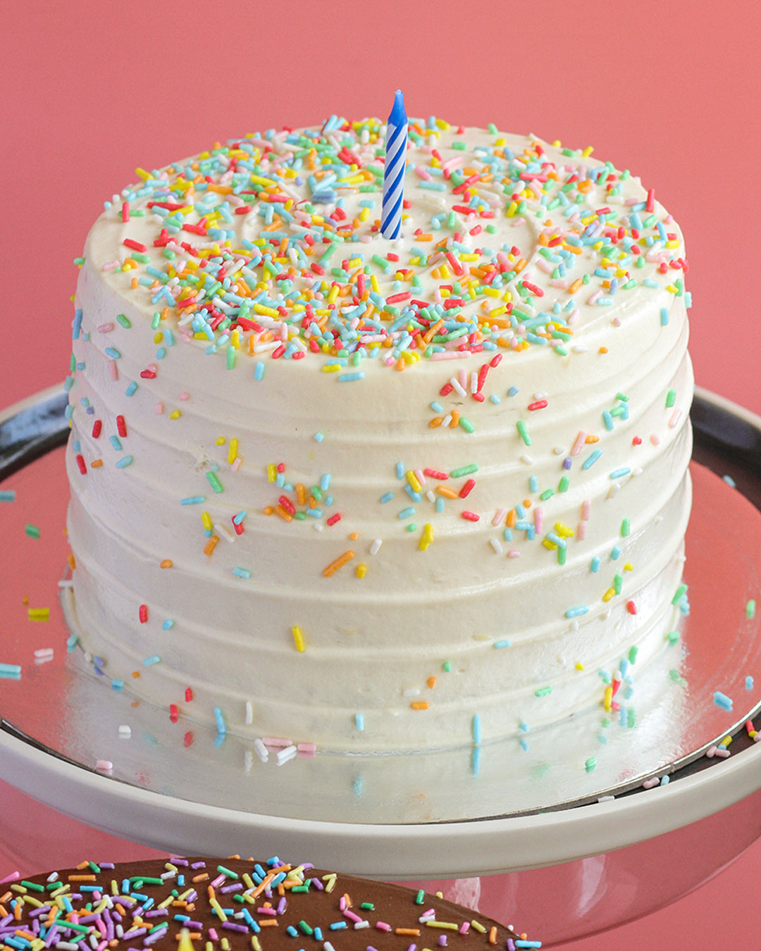 Celebration Cake with Sprinkles: Salted Caramel Chocolate, Red Velvet or Carrot (4-Layer Cake, 8" Round)