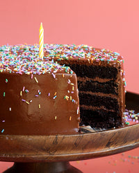 Celebration Cake with Sprinkles: Salted Caramel Chocolate, Red Velvet or Carrot (4-Layer Cake, 8" Round)