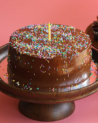 Celebration Cake with Sprinkles: Salted Caramel Chocolate, Red Velvet or Carrot (4-Layer Cake, 8" Round)