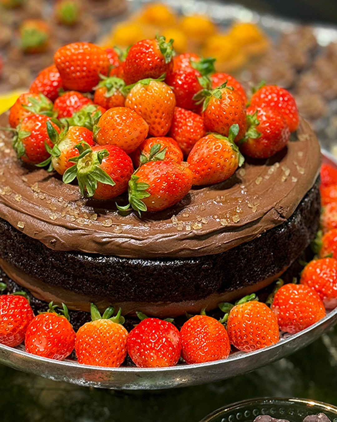 Strawberry Kissed Chocolate Cake (9" Round)