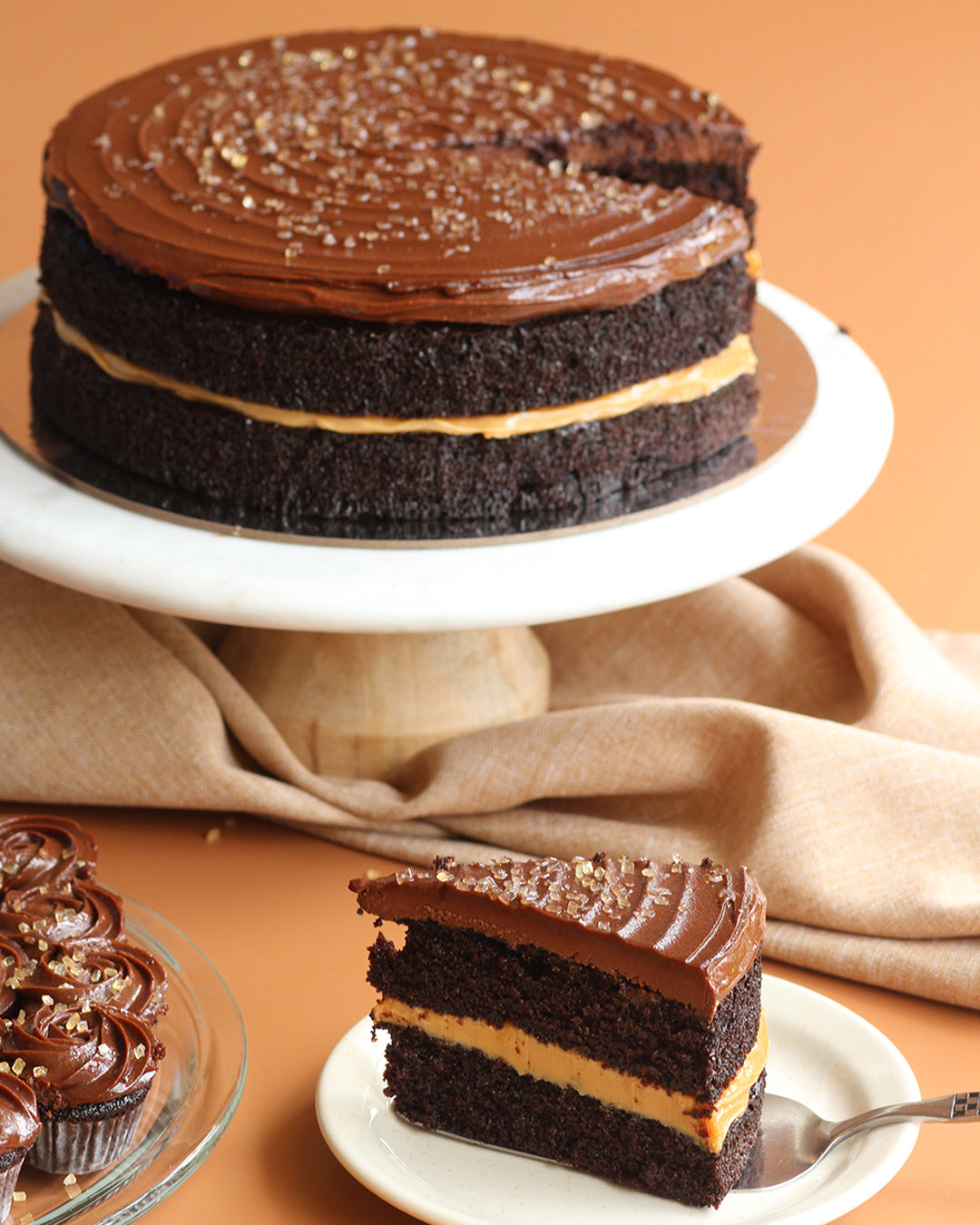 2-Layer Chocolate Cake: Salted Caramel, Dulce de Leche or Combination (9" Round)