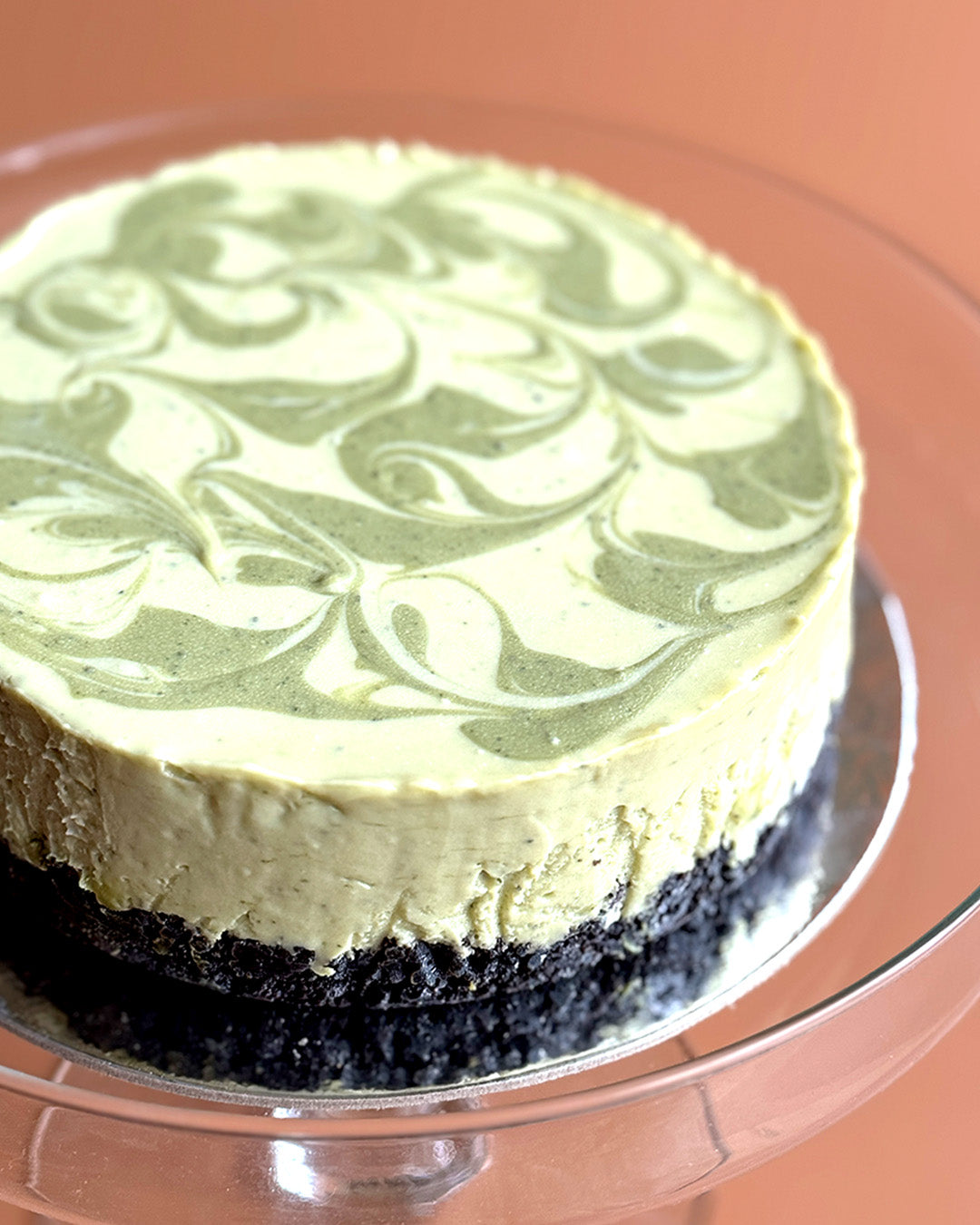 Matcha Swirl Cheesecake with Oreo Crust (6" Round, No-Bake)
