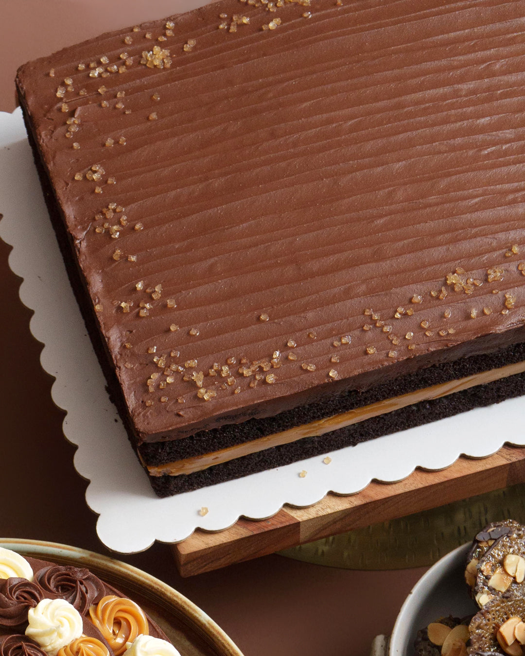 2-Layer Chocolate Cake: Salted Caramel, Dulce de Leche or Combination (10"x14" Rectangular)