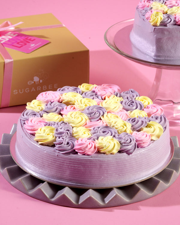 Ube Tres Leches Bloom (1-Layer Cake, 6" Heart or 8" Round)