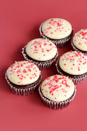 Love Red Velvet Cupcakes with Heart Sprinkles (Regular or Mini)