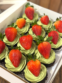 Choco Matcha Cupcakes with Strawberries (Box of 6 or 12)