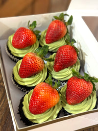 Choco Matcha Cupcakes with Strawberries (Box of 6 or 12)