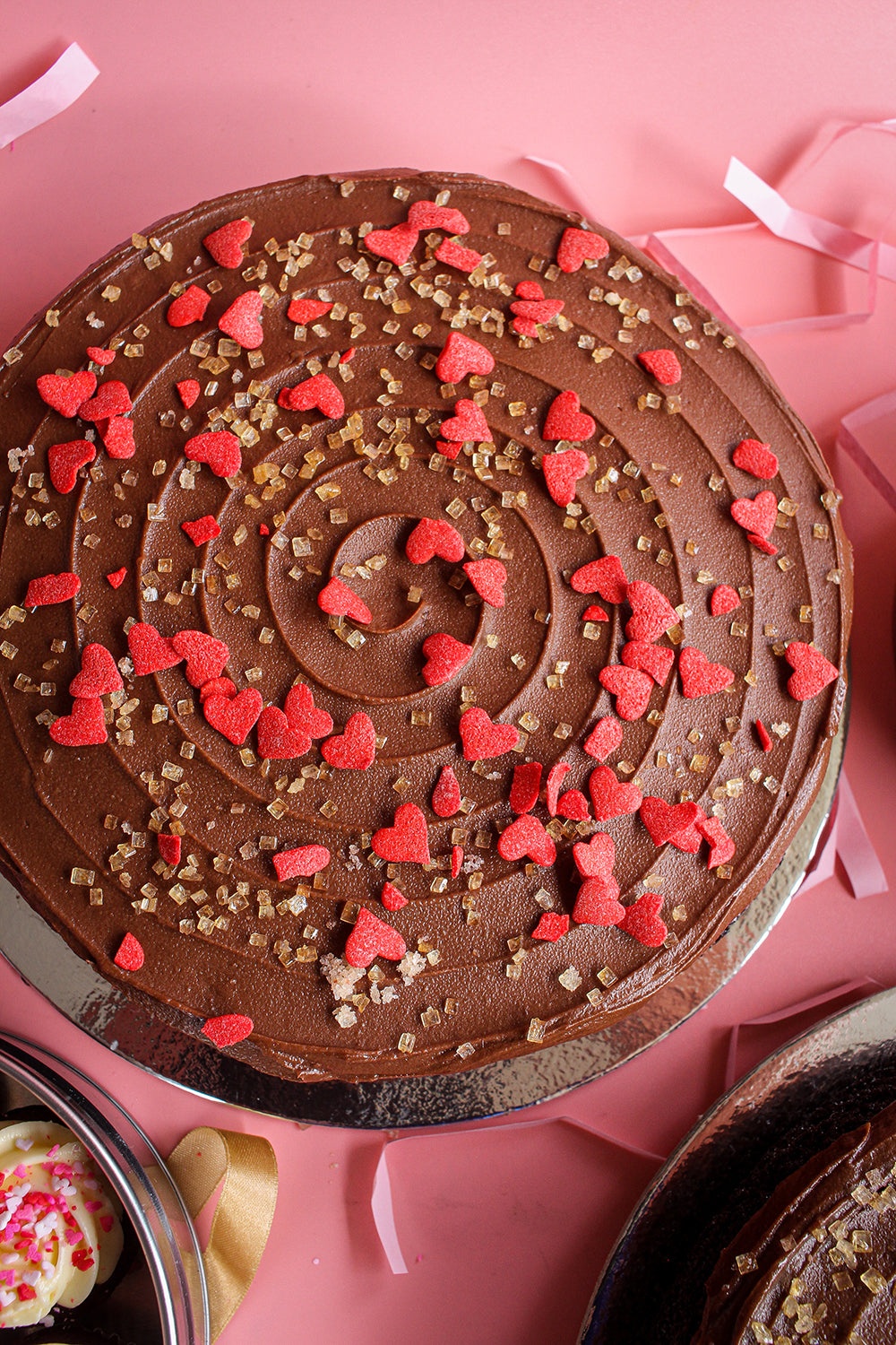 LOVE Chocolate Round Cake with Heart Sprinkles (8" Round)