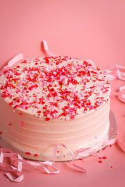 Love Red Velvet 4-Layer Celebration Cake with Heart Sprinkles