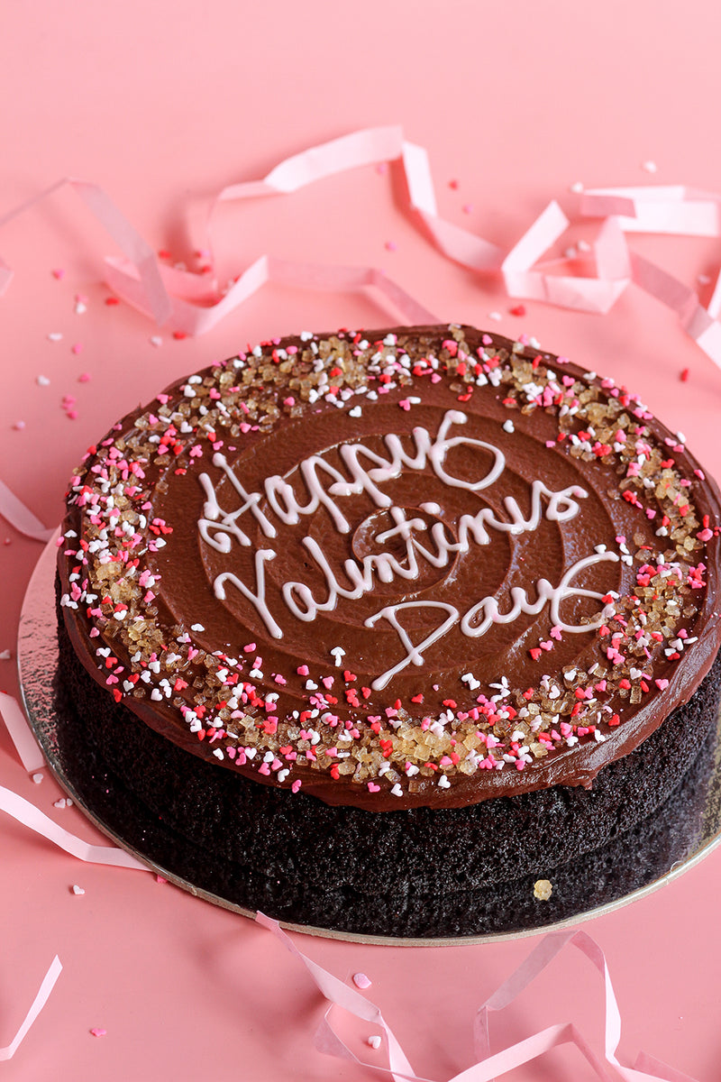 LOVE Chocolate Cake with Heart Sprinkles (8" Round)