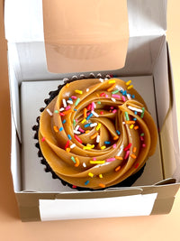 Celebration Cupcakes with Sprinkles: Salted Caramel Chocolate, Red Velvet or Carrot (Solo, Box of 6 or 12)