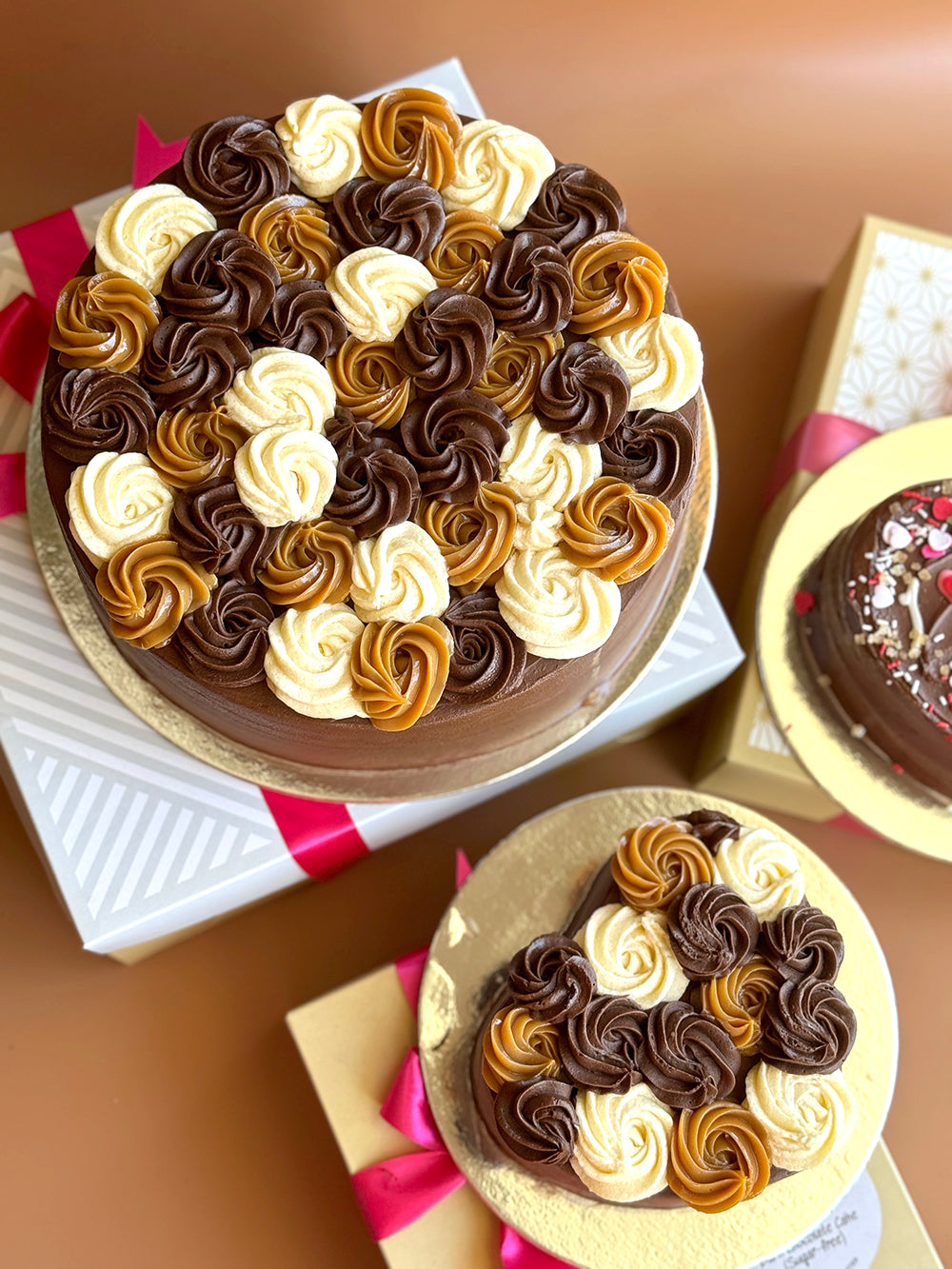 Choco Lover's Trio (2-Layer Cake, 6" Heart or 9" Round)