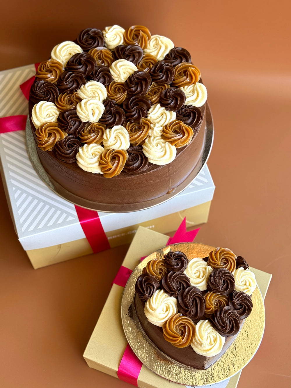 Choco Lover's Trio (2-Layer Cake, 6" Heart or 9" Round)