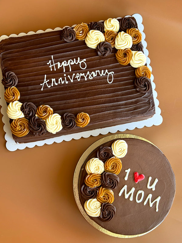 Choco Lover's Trio with Dedication (2-Layer Cake, 9" Round or 10"x14" Rectangular)