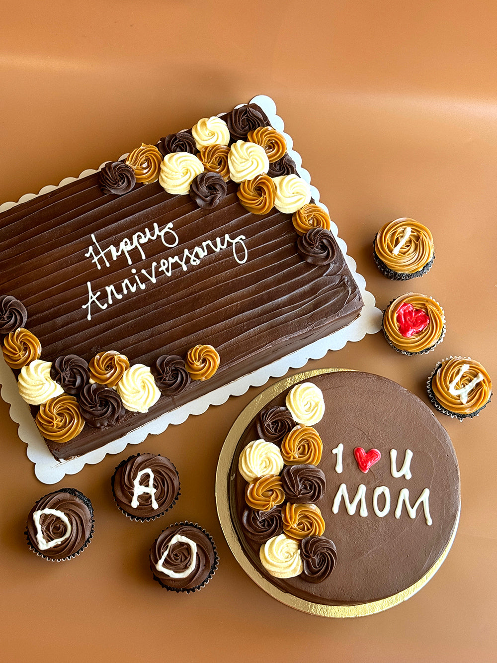 Choco Lover's Trio with Dedication (2-Layer Cake, 9" Round or 10"x14" Rectangular)