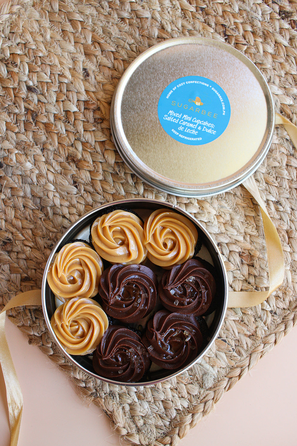 Mixed Cupcake Box or Can: Salted Caramel & Dulce de Leche (Regular or Mini)