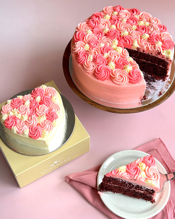 Red Velvet Bloom (2-Layer Cake, 6" Heart or 9" Round)