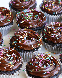 Celebration Cupcakes with Sprinkles: Salted Caramel Chocolate, Red Velvet or Carrot (Solo, Box of 6 or 12)