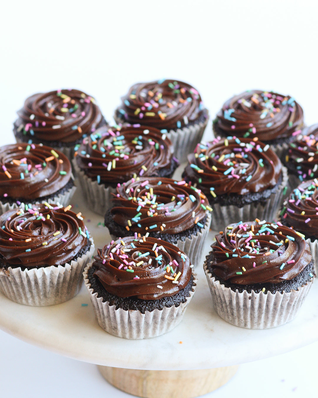 Celebration Cupcakes with Sprinkles: Salted Caramel Chocolate, Red Velvet or Carrot (Solo, Box of 6 or 12)