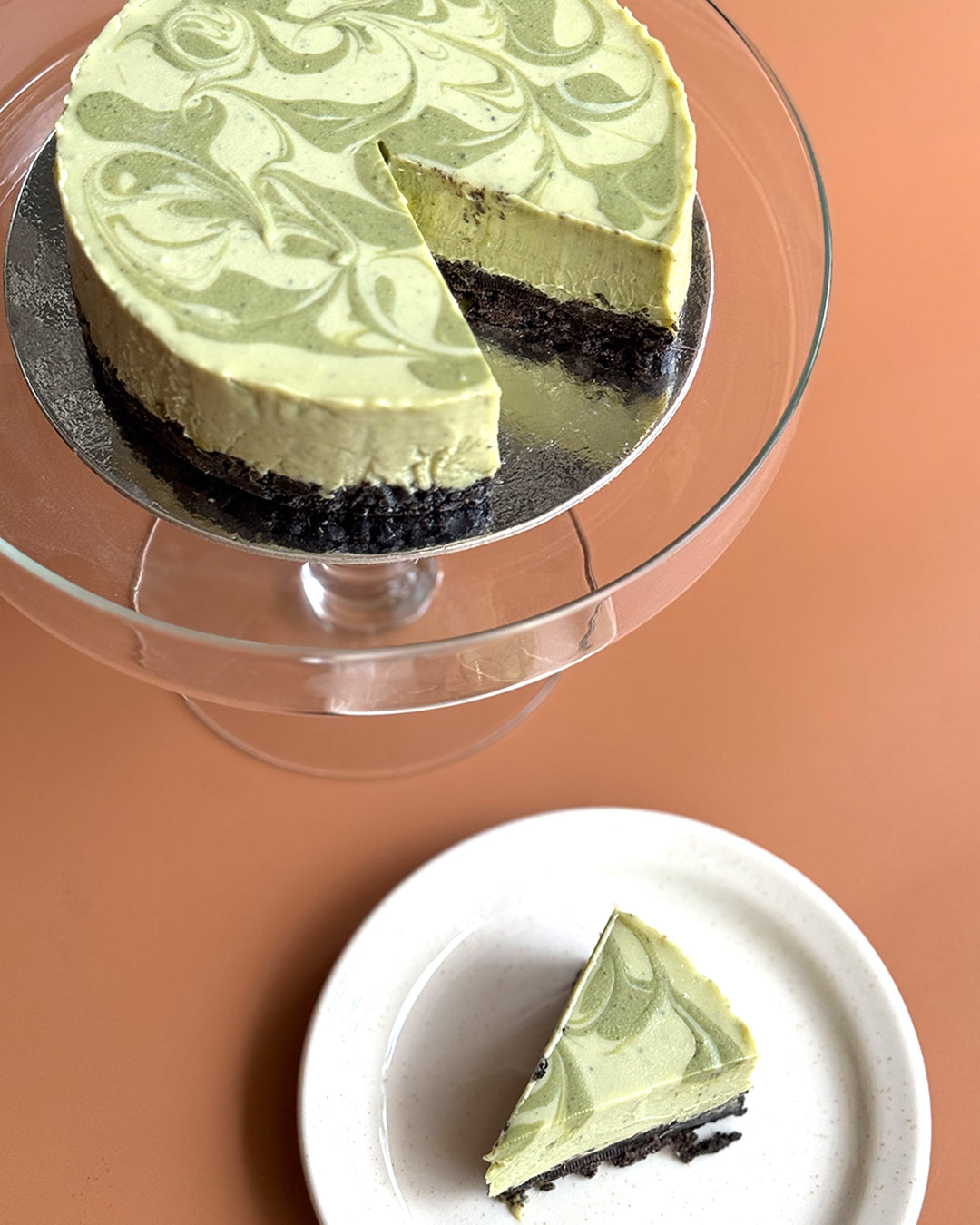 Matcha Swirl Cheesecake with Oreo Crust (6" Round)