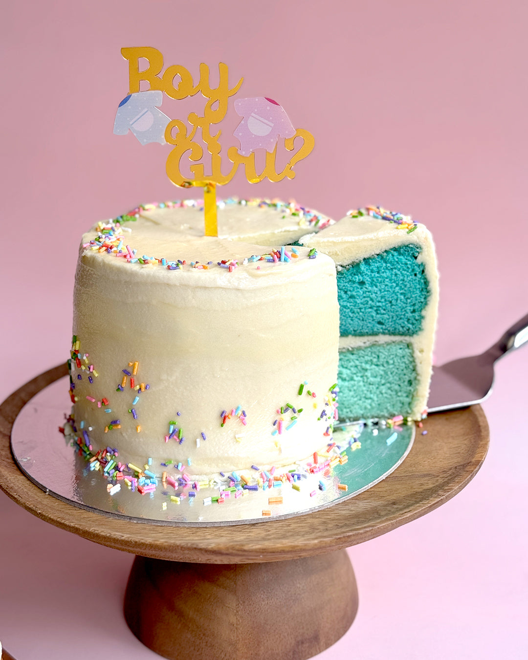 Oh Baby! Gender Reveal Cake (Lemon Vanilla 2-Layer Cake, Pink or Blue Center, 6"Round)