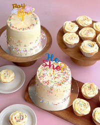 Oh Baby! Gender Reveal Cake (Lemon Vanilla 2-Layer Cake, Pink or Blue Center, 6"Round)