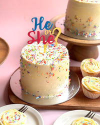 Oh Baby! Gender Reveal Cake (Lemon Vanilla 2-Layer Cake, Pink or Blue Center, 6"Round)