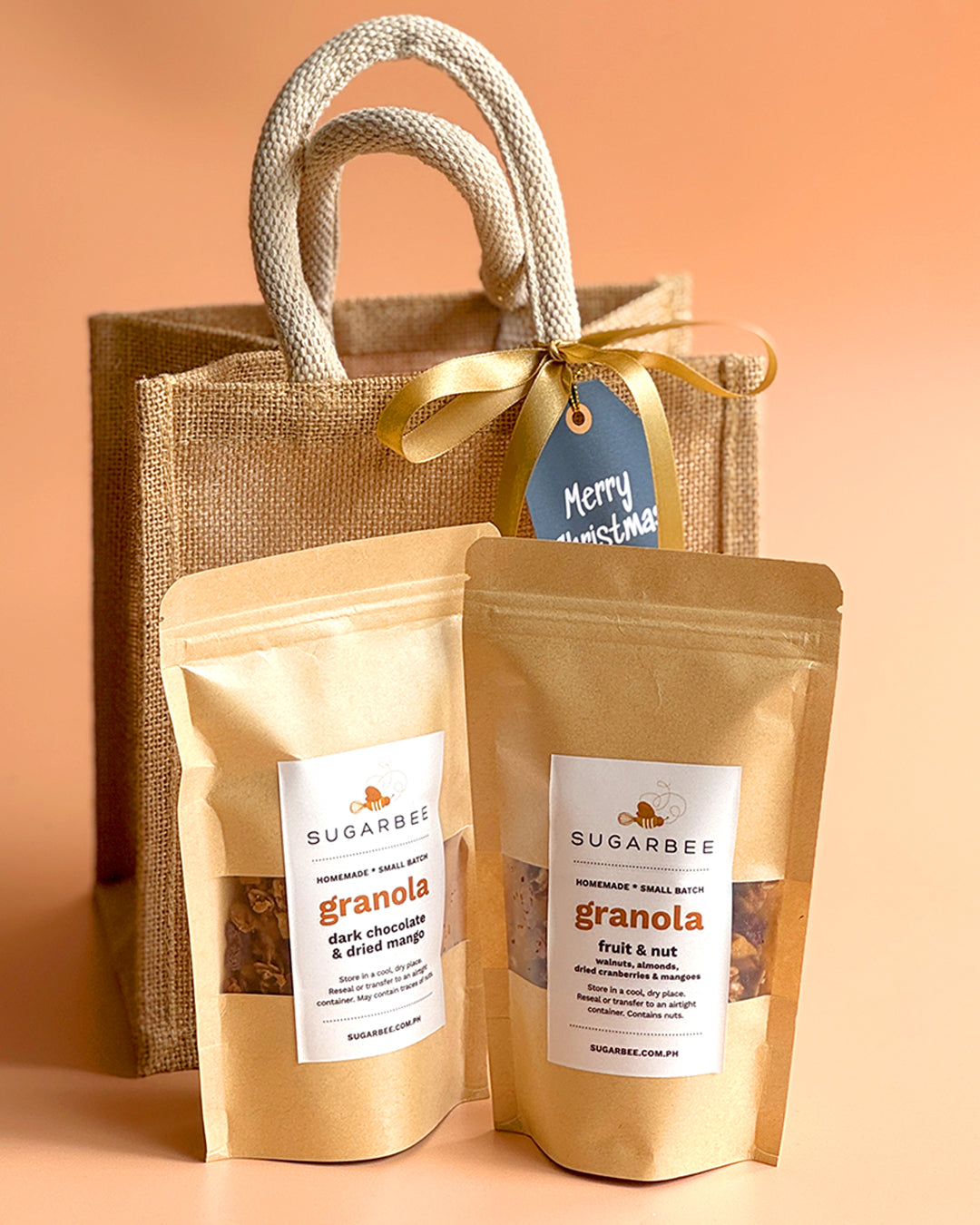 JUTE GIFT S2 (Granola Sampler: Malagos Chocolate & Dried Mango/Fruit & Nut)