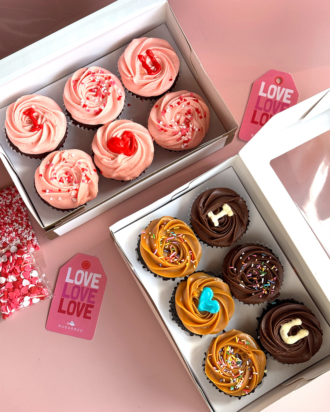 LOVE Dedication Cupcakes: Red Velvet, Chocolate or Mixed (Box of 6 or 12)