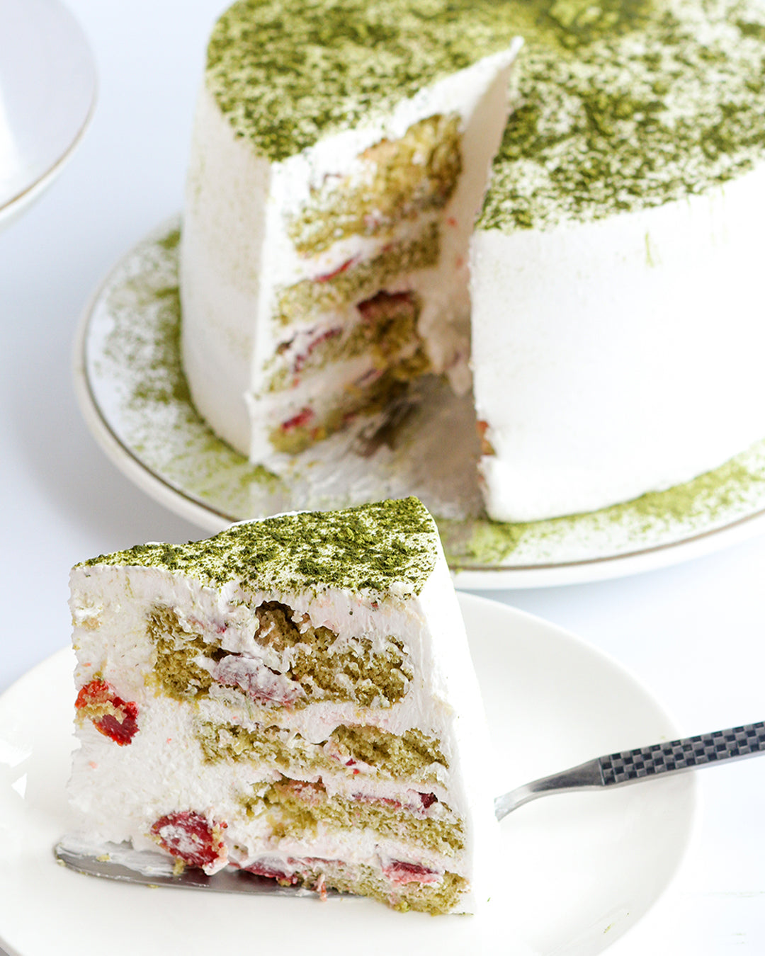 Matcha Strawberry Shortcake (3-Layer Cake, 8" Round)