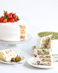 Matcha Strawberry Shortcake (3-Layer Cake, 8" Round)