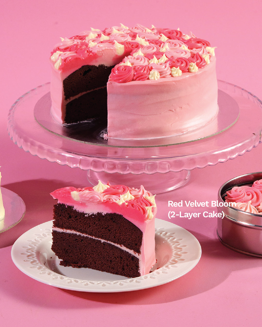 Red Velvet Bloom (2-Layer Cake, 6" Heart or 9" Round)