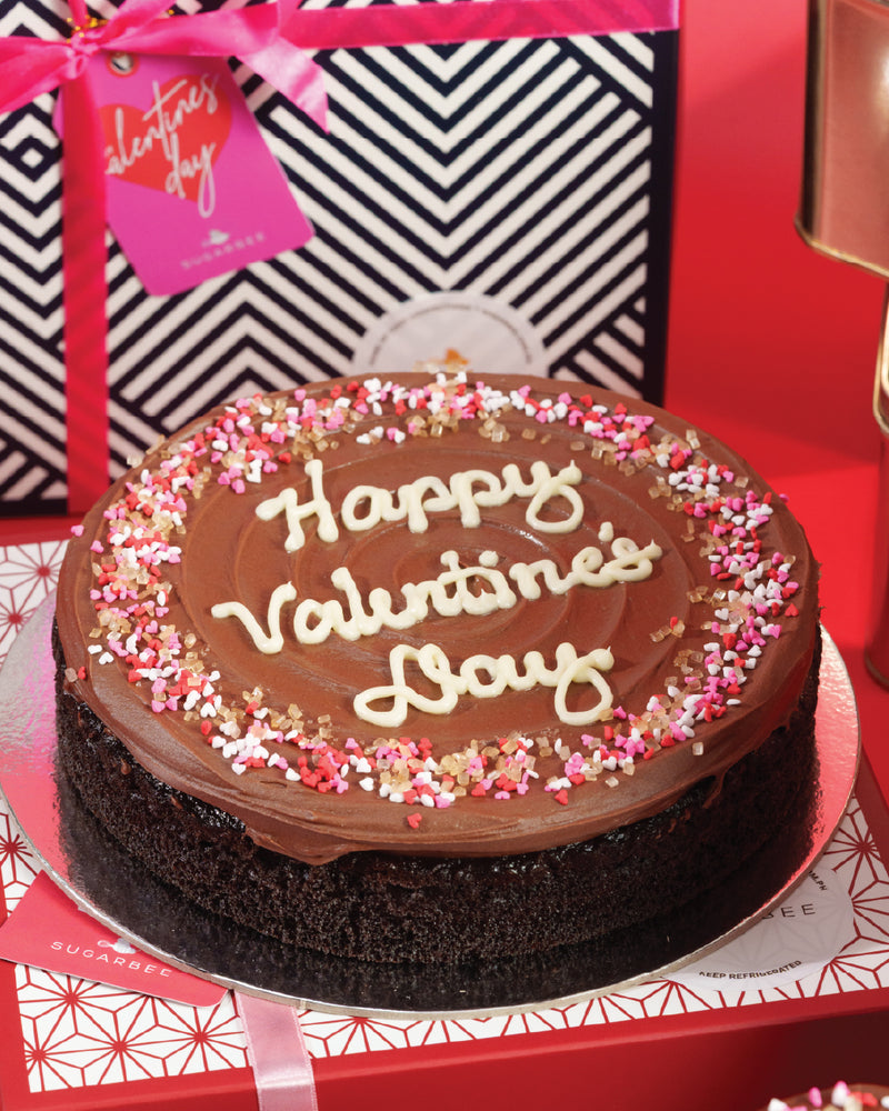 LOVE Chocolate Cake with Heart Sprinkles (8" Round)