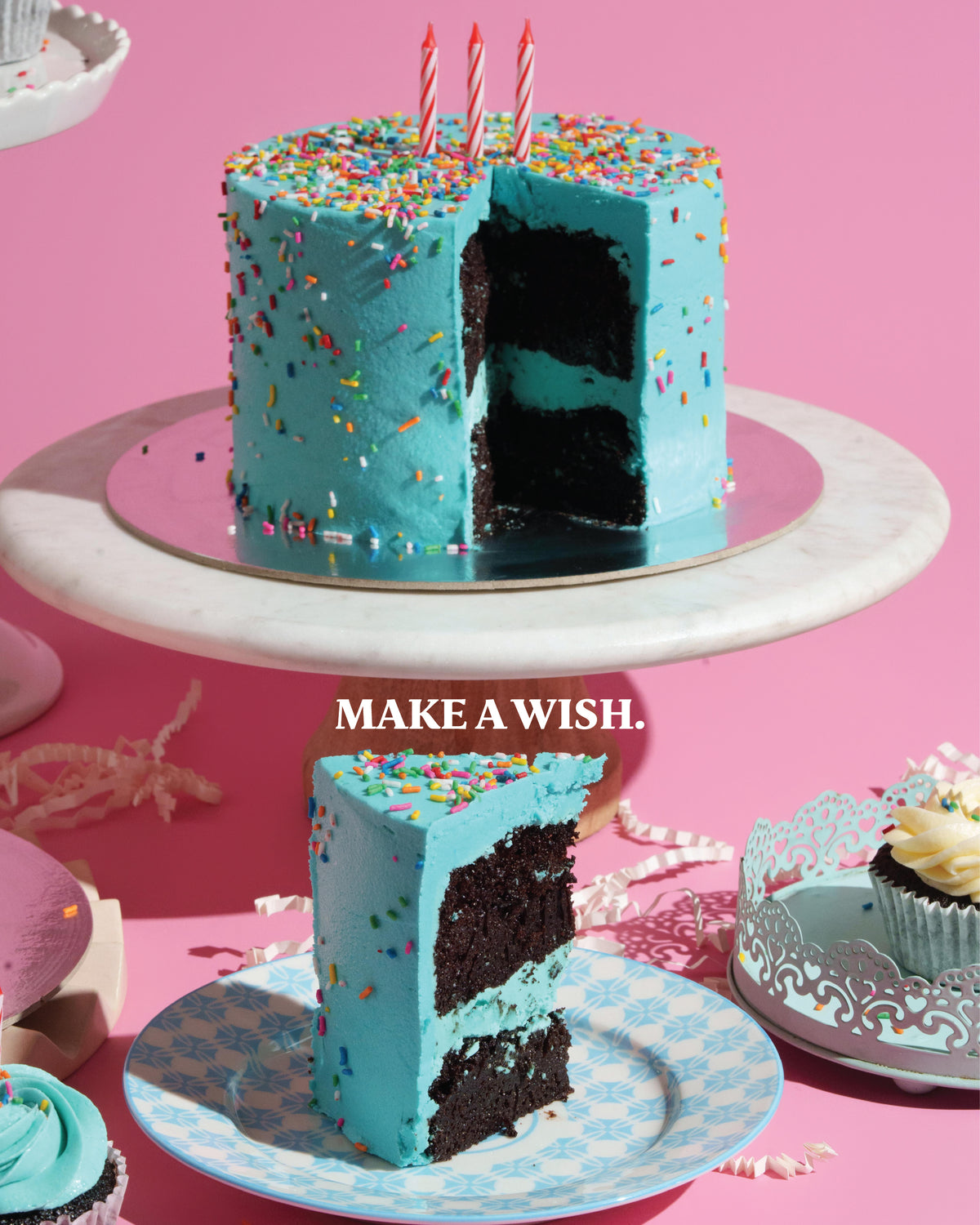 Birthday Sprinkles Cake (Chocolate Base with Vanilla Frosting, 2-Layer Cake, 6"Round)