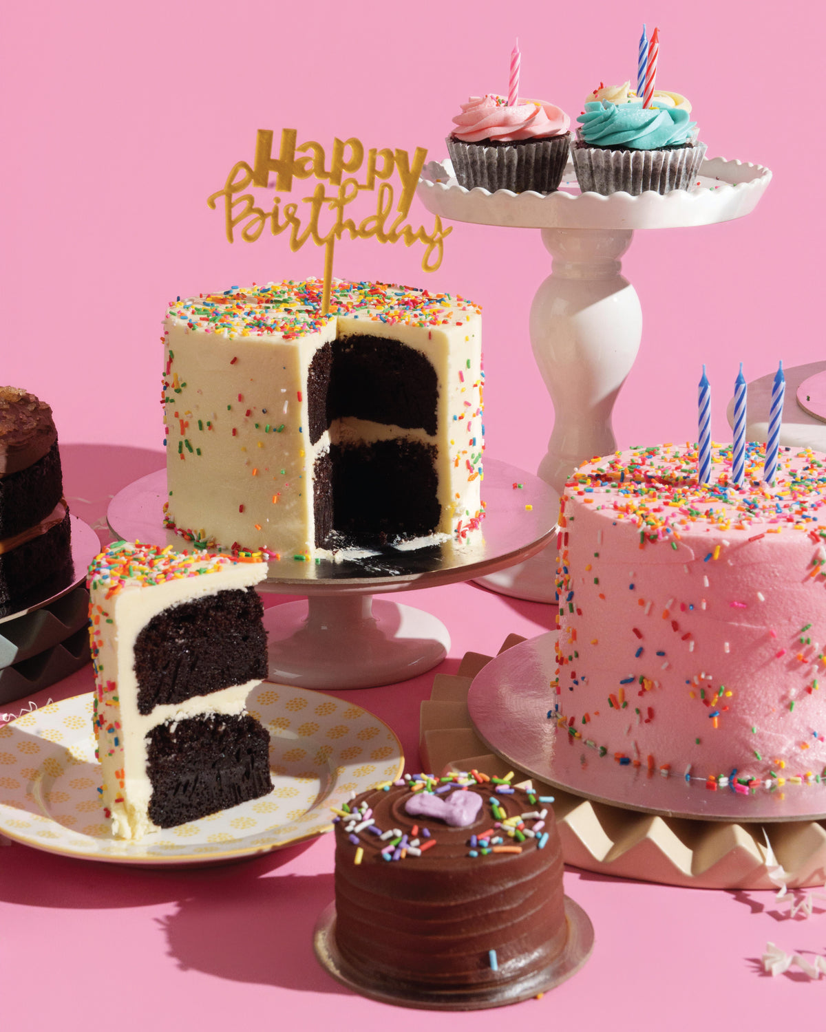 Birthday Sprinkles Cake (Chocolate Base with Vanilla Frosting, 2-Layer Cake, 6"Round)