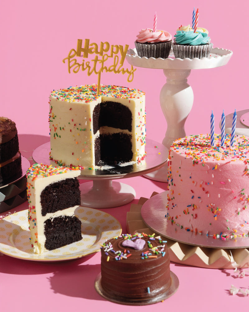 Birthday Sprinkles Cake (Chocolate Base with Vanilla Frosting, 2-Layer Cake, 6"Round)