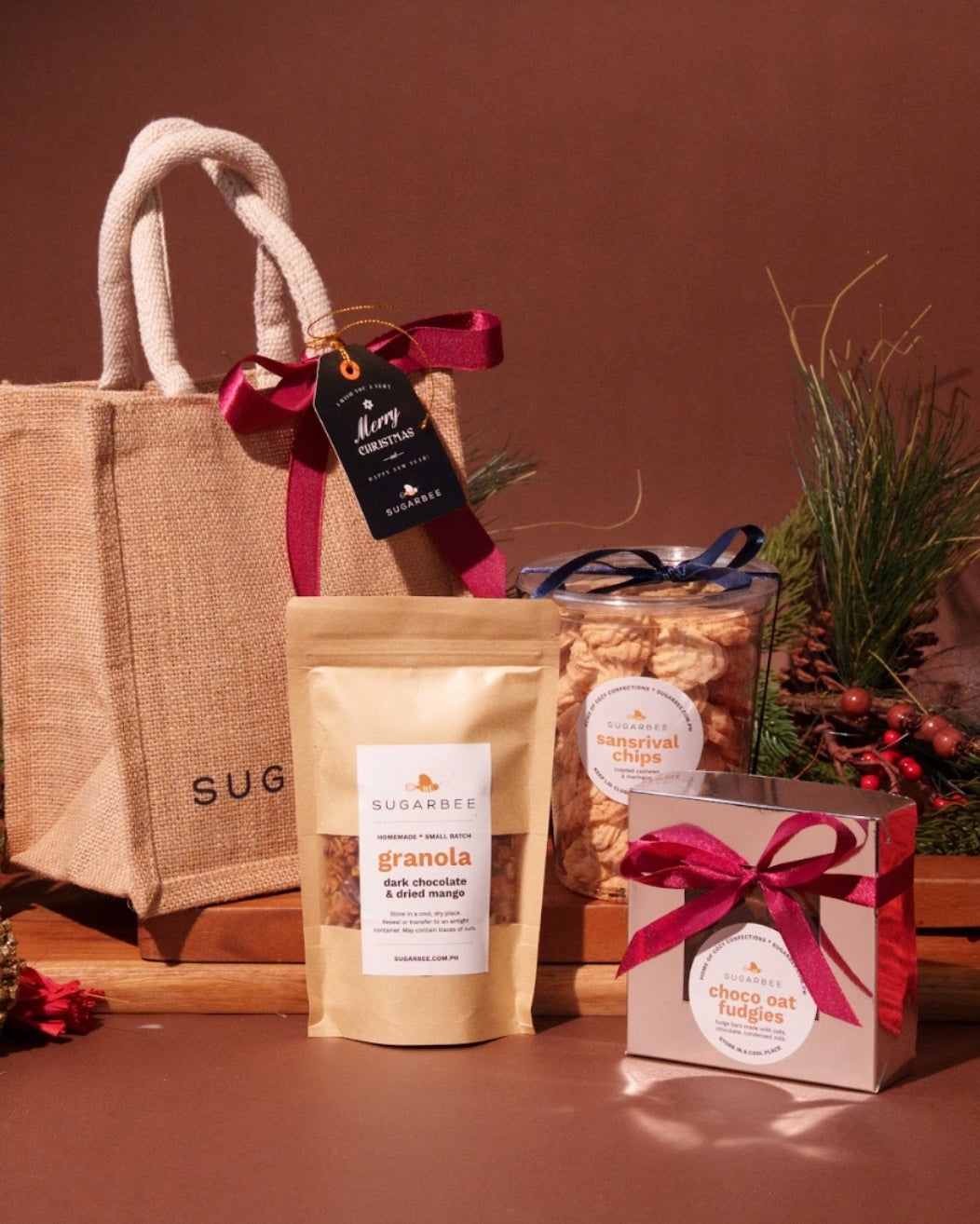 JUTE GIFT S5 (Sansrival Chips + Granola + Fudgies)